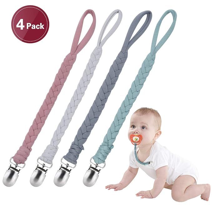 Baby Pacifier Holder for Boys and Girls, Teething Straps Unisex Design, Smoother Clip 100% Handma... | Amazon (US)