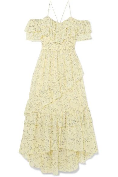 Penninah cold-shoulder ruffled floral-print silk-georgette dress | NET-A-PORTER (UK & EU)