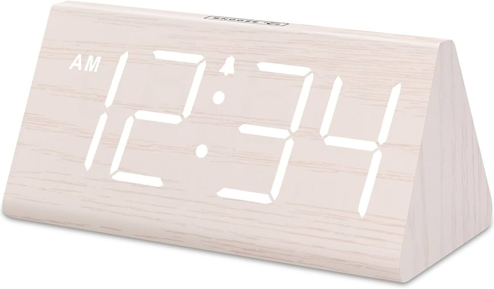 DreamSky Wooden Digital Alarm Clocks for Bedrooms - Electric Desk Clock with Large Numbers, USB P... | Amazon (US)