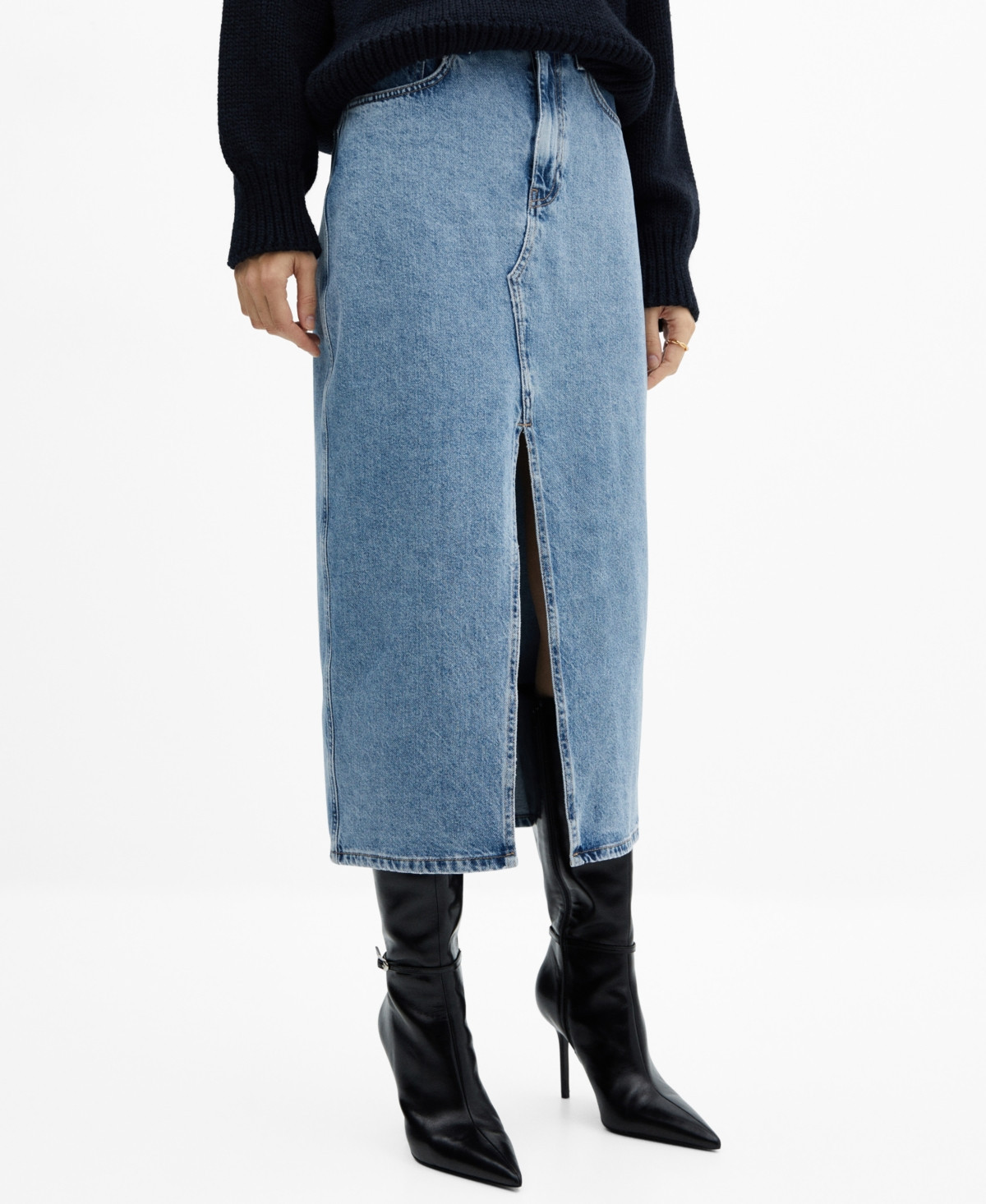 Mango Women's Denim Midi-Skirt - Medium Blue | Macy's