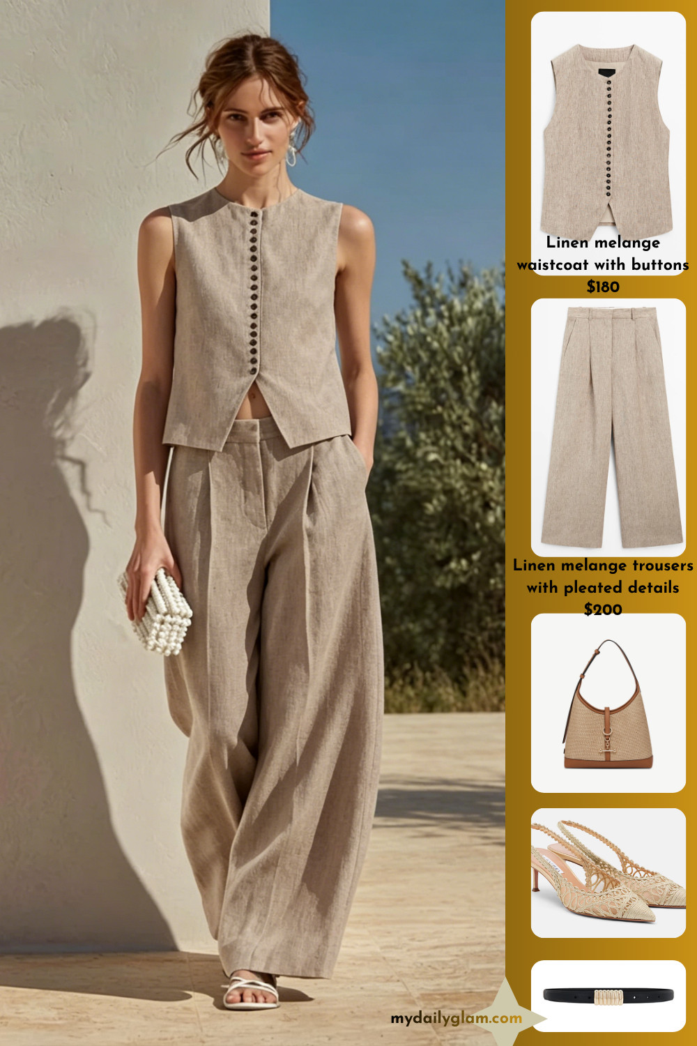 Minimal Summer Raw Linen Two Piece Set Sleeveless Button Vest & Oversized Pleated Wide Leg Pants Capsule Outfit

#SummerLinenOutfit #MinimalFashion #CapsuleWardrobe 

 #LTKootd #LTKOver40 #LTKWorkwear