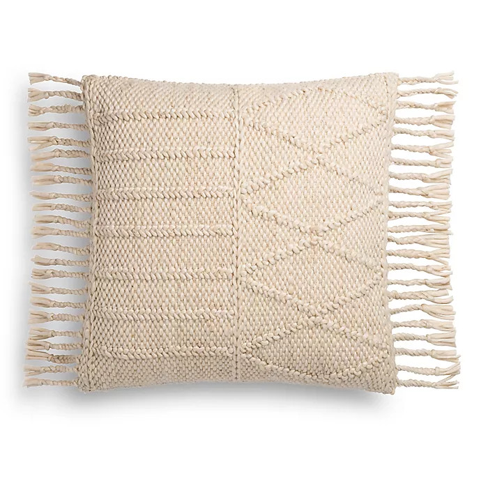 Magnolia Home By Joanna Gaines™ Otto Textured Square Throw Pillow in Ivory | Bed Bath & Beyond