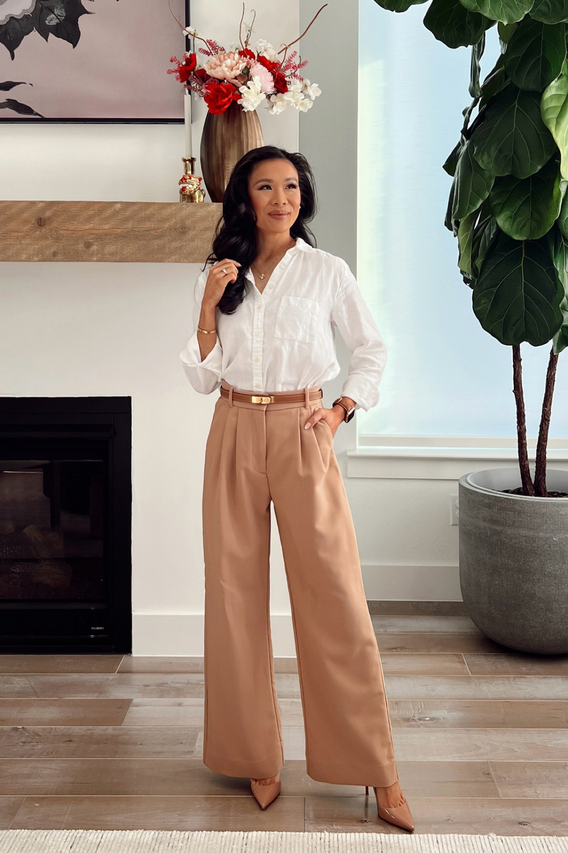 Linen shirt that is perfect to style with trousers for workwear or jeans for a casual spring outfit. Wearing size XS and I love that it has a front pocket! Linking similar linen shirts, too

#LTKstyletip #LTKworkwear #LTKSeasonal