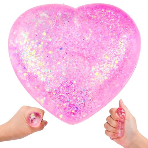 Heart Stress Balls (Pink) Squishy Toys for Adults Kids, Slow Rise Sugar Ball Sensory Fidget Toys, Love Shape Squishy Squeeze Toys, Malt Stretch Ball, Heart Shape Stress Toys for Hand Exercise | Amazon (US)