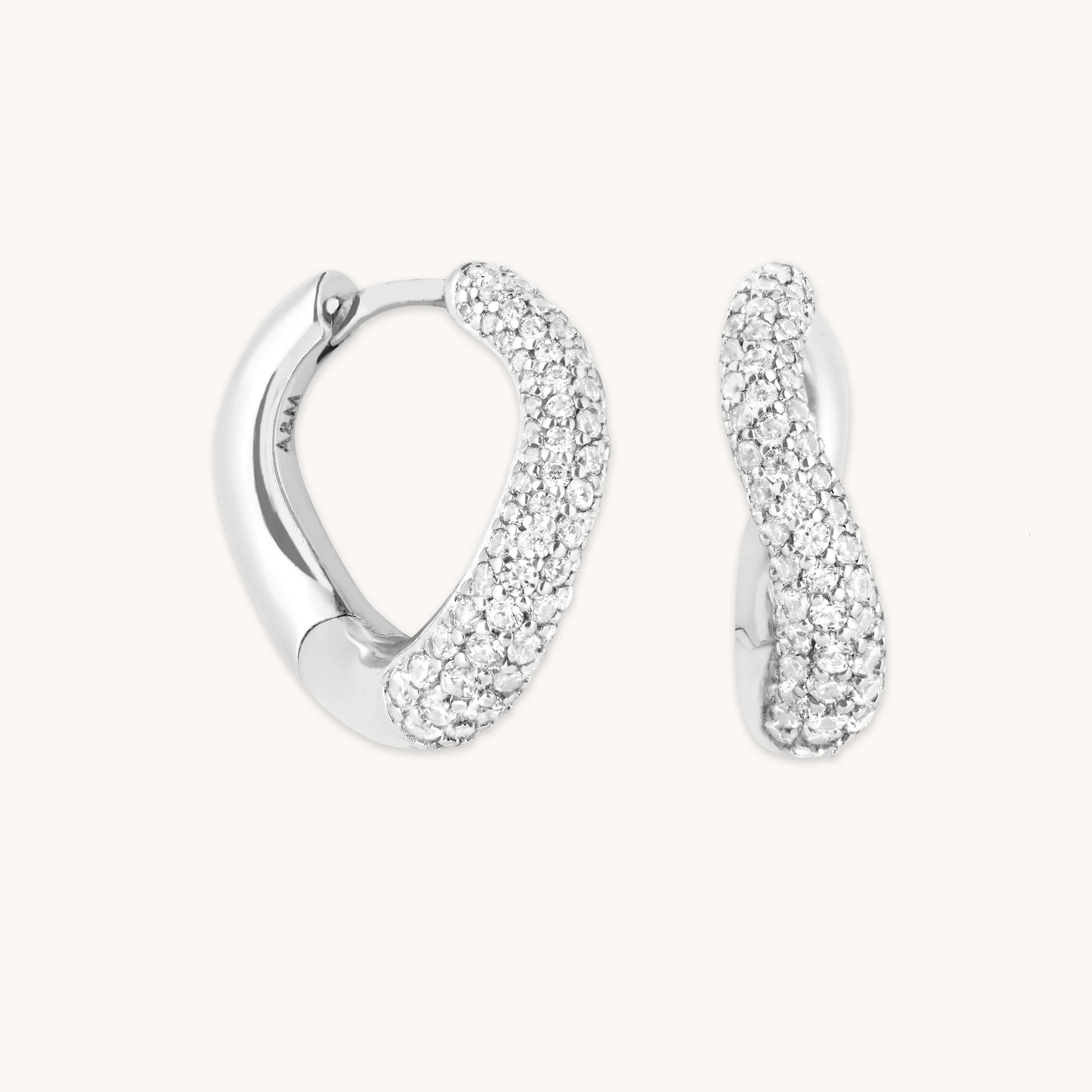 Wave Crystal Hoops in Silver | Astrid & Miyu UK