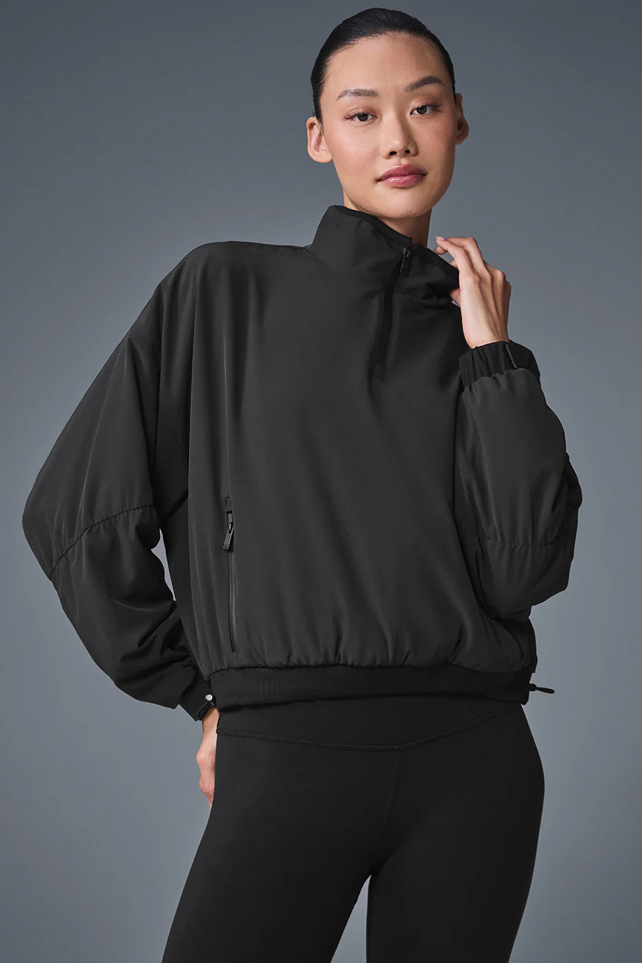 ALO | Cropped Elevation Coverup Jacket in Black, Size: XS | Alo Yoga (US)