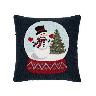C&F Home Snowman and Christmas Tree in Snowglobe Holiday Winter Hooked Pillow Accent Throw Pillow, 18" x 18" | Target