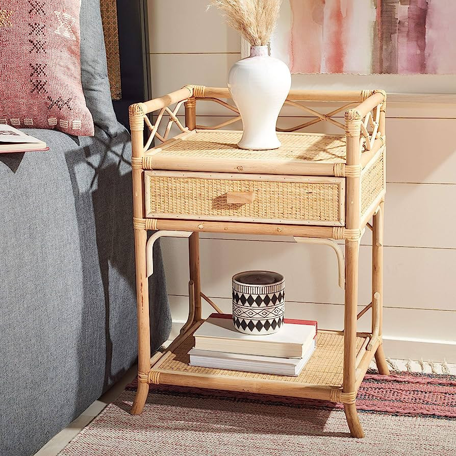 Safavieh Home Collection Rumi Natural Rattan 1-Drawer 1-Shelf Nightstand | Amazon (US)