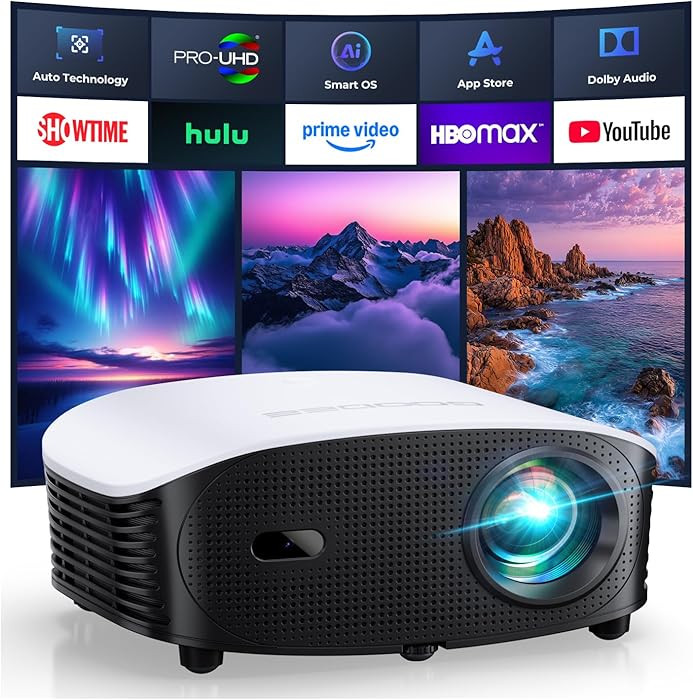 GooDee AI Smart Mini Projector with WiFi and Bluetooth - FHD 4K Support, Compatible with Netflix/... | Amazon (US)