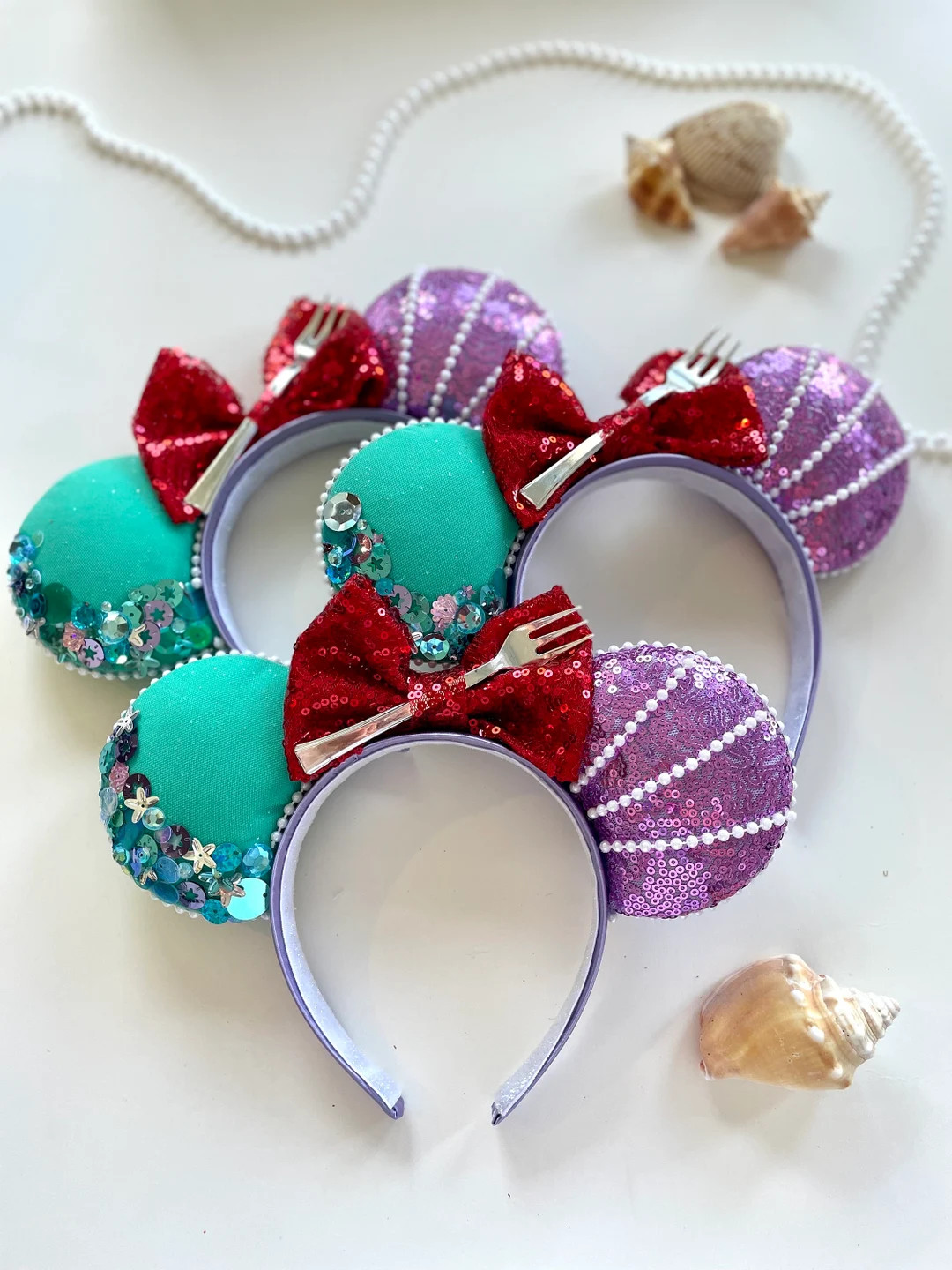 Ariel Mouse Ears, Under the Sea Ears, Mermaid Park Ears, Seashell Ears, Park Ear Headbands, Littl... | Etsy (US)