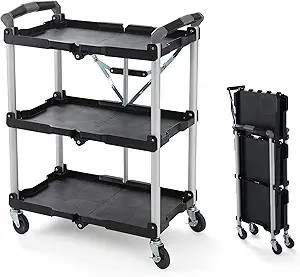 Olympia Tools 85-188 Pack-N-Roll Folding Collapsible Service Cart, 150LB Capacity, Black | Amazon (US)