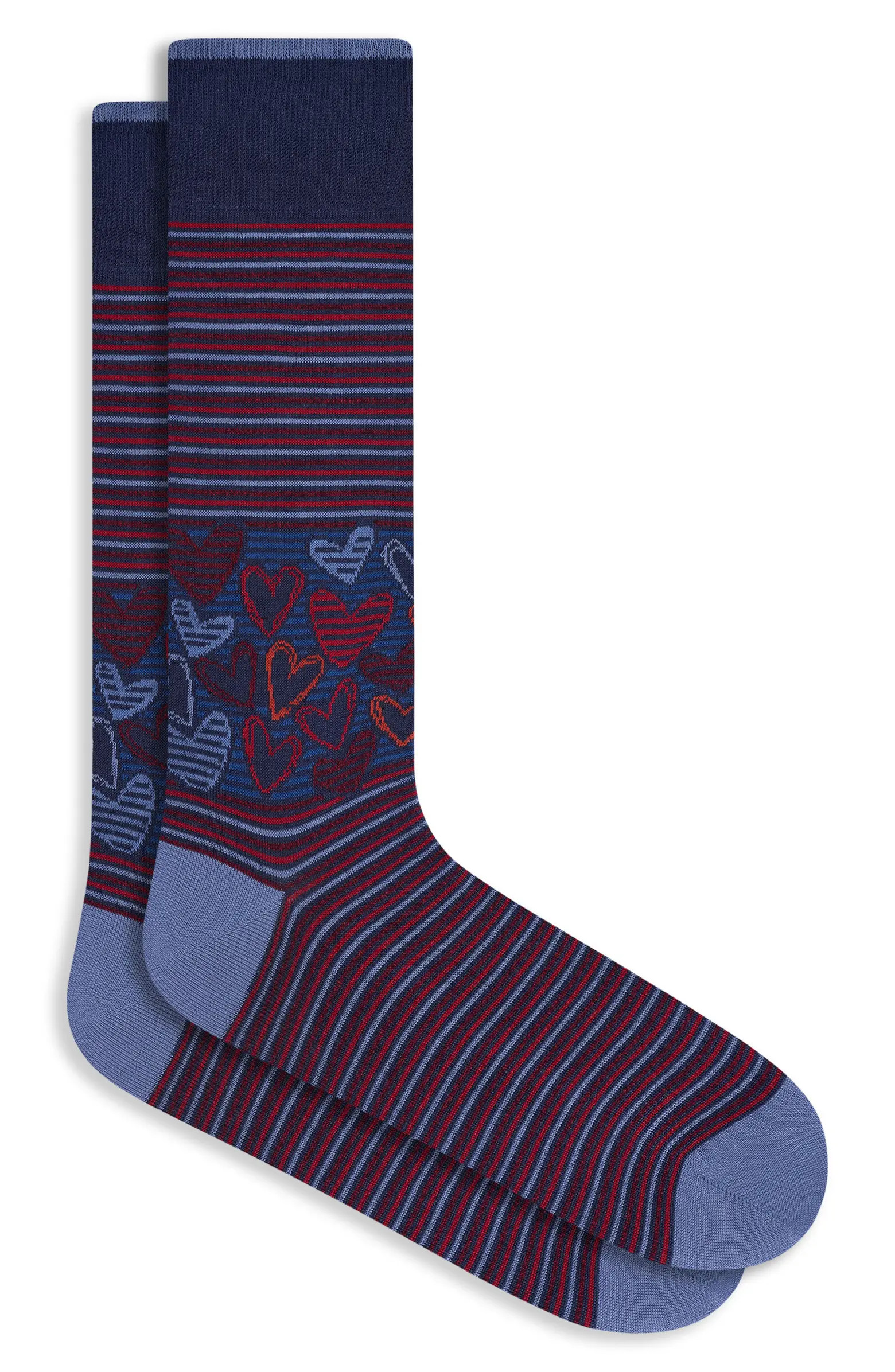 Stripe & Heart Mercerized Cotton Blend Dress Socks | Nordstrom