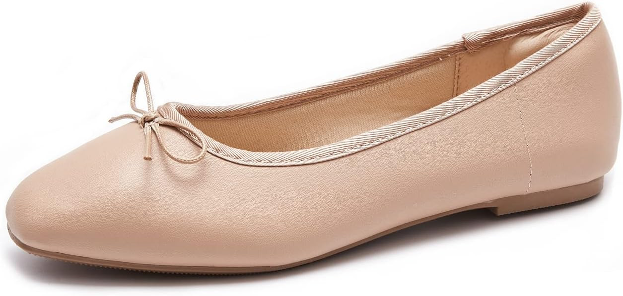 Women's Round Toe Ballet Flats Comfortable Bow Dressy Flats Shoes for Women | Amazon (US)