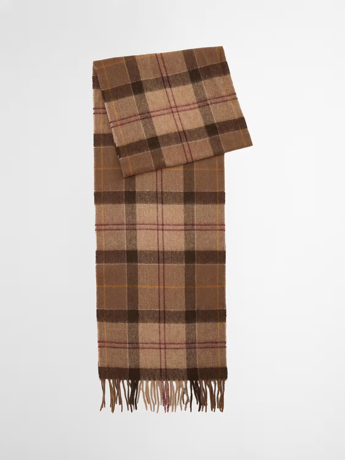 Barbour Tartan Lambswool Blend Scarf, Brown/Multi | John Lewis (UK)
