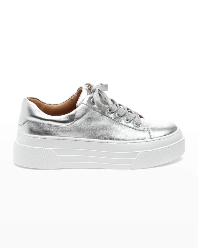 Amanda Low-Top Leather Platform Sneakers | Neiman Marcus