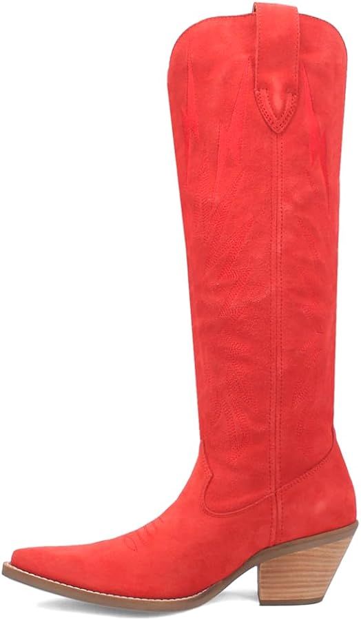 Dingo Womens Thunder Road Snip Toe Casual Boots Knee High Mid Heel 2-3" - Red - Size 9.5 M | Amazon (US)