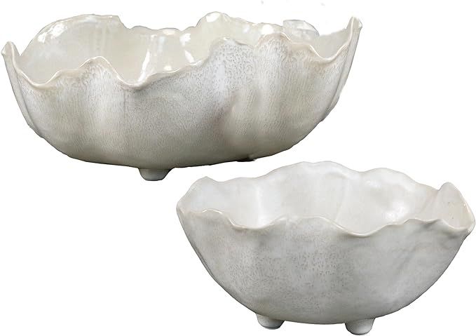 TIC Collection Magnus White Ceramic Decorative Bowls Set of 2 | Amazon (US)