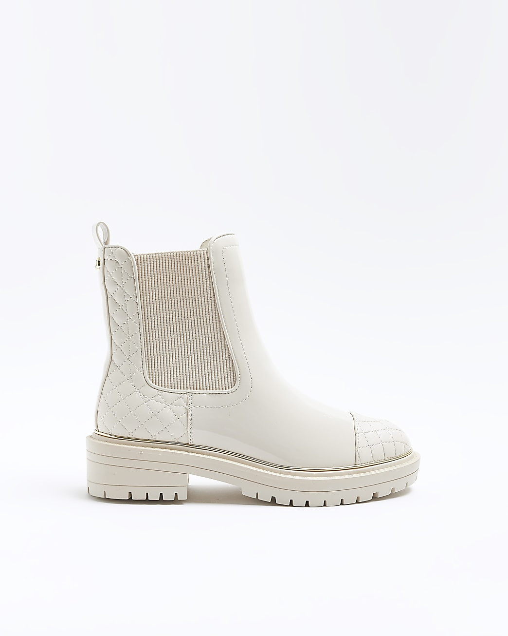 Cream wide fit quilted chelsea boots | River Island (UK & IE)