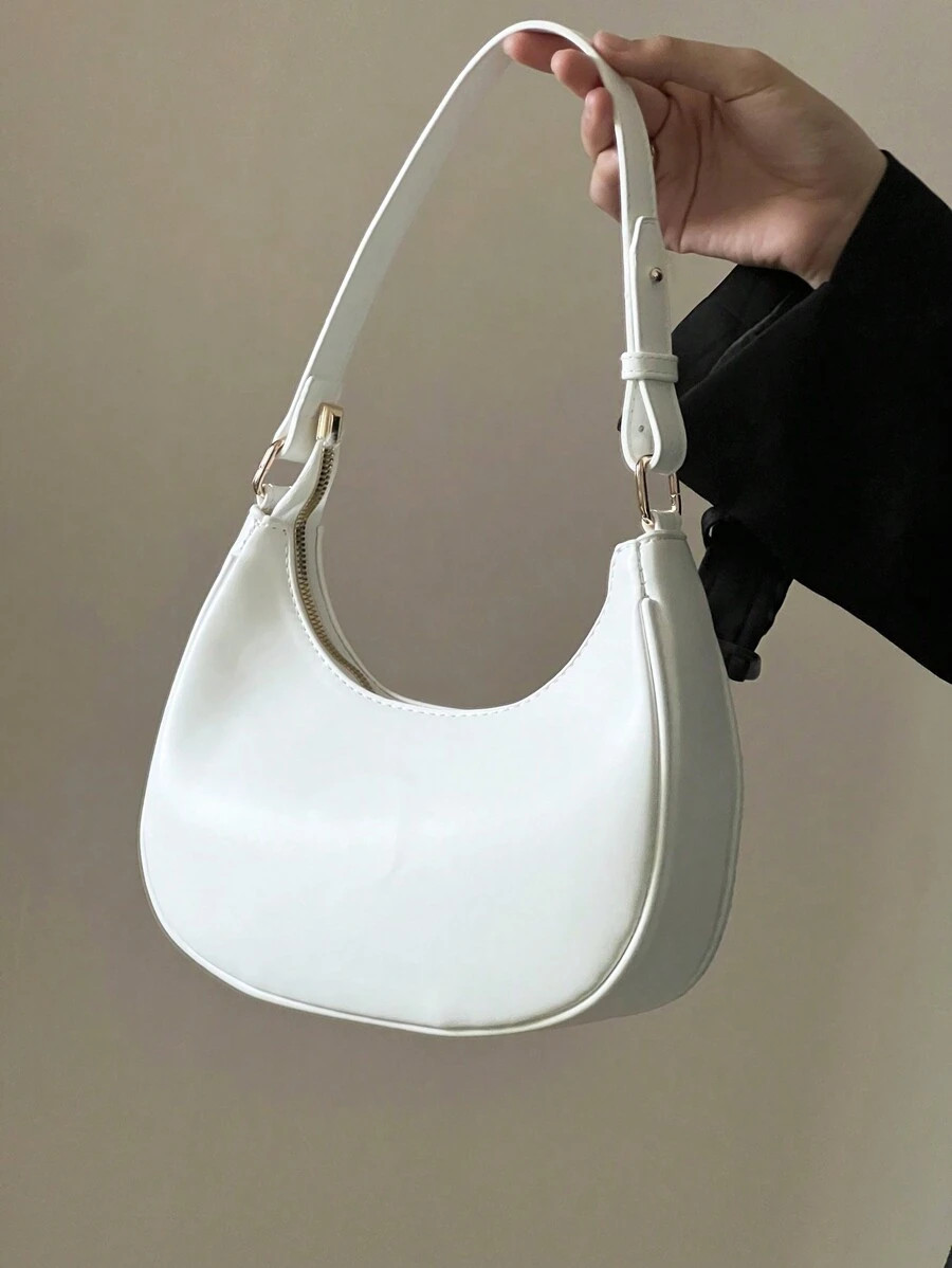 New Fashionable And Classic Lunar White Shoulder Bag With Detachable Straps, Suitable For Casual ... | SHEIN