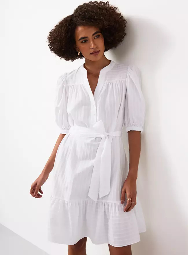 Buy White Stripe Print Mini Shirt Dress 10 | Mini | Tu | Tu Clothing