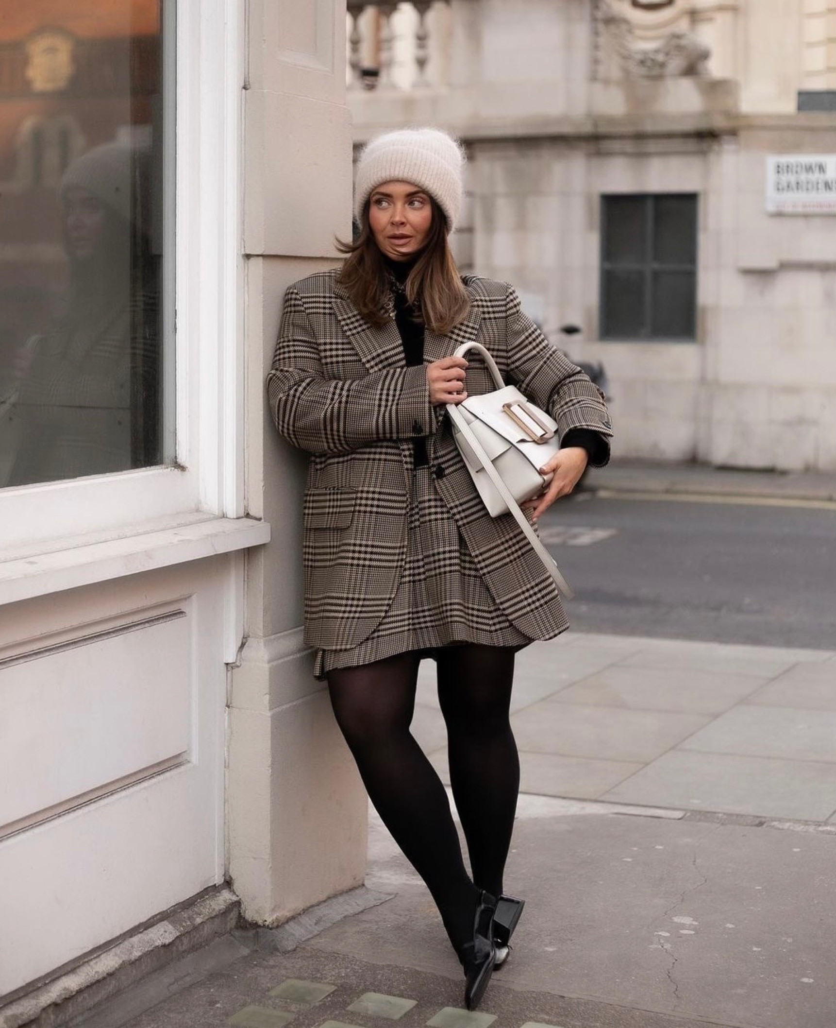 Arket, Marks and spencer, Sezane, H&m, Boyy, transitional outfit, transitional style, winter outfit, winter fashion, plaid blazer, oversized blazer, pleated skirt, check mini skirt, roll neck jumper, black jumper, mohair beanie, wool beanie, black mary jane shoes, heeled mary janes, black patent shoes, winter outfit ideas, style inspiration 

#LTKstyletip #LTKSeasonal #LTKeurope