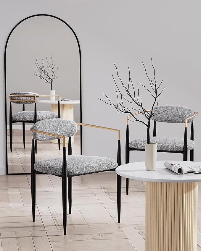 Morden Fort Modern Boucle Dining Chairs with Luxury Upholstered Backrest, Grey Armchairs Set of 2... | Amazon (US)