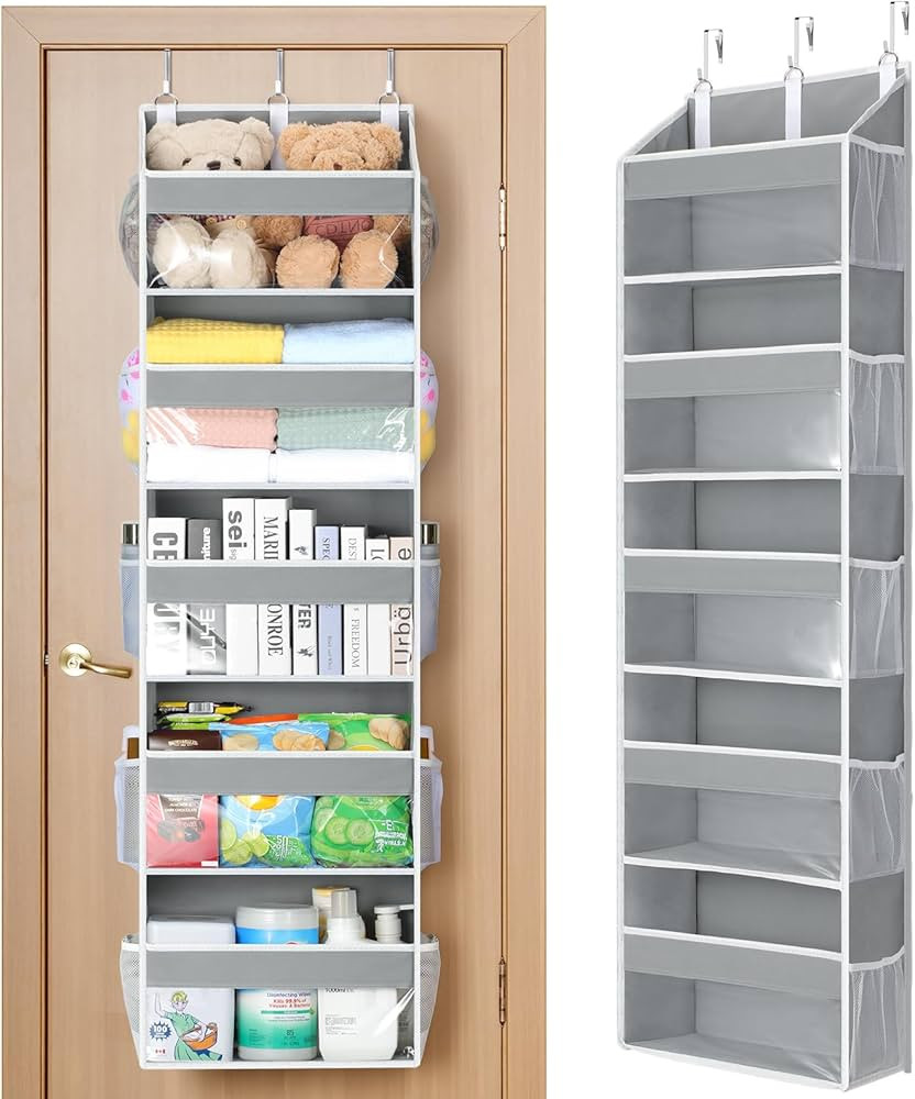 Yecaye Over the Door Organizer 5 Tiers, Heavy Duty Hanging Storage with 5 Large Clear PVC Pockets... | Amazon (US)