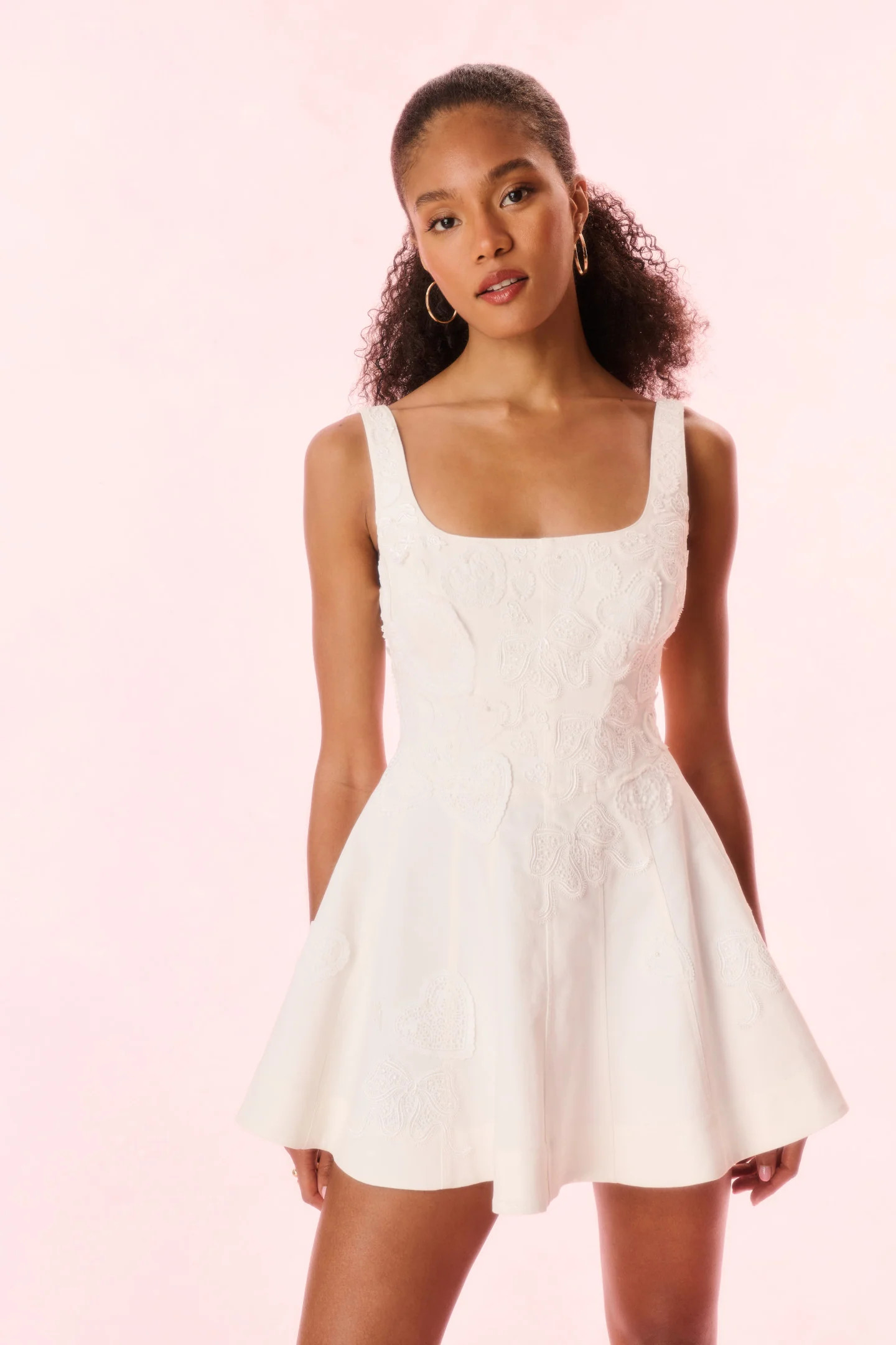 Vionne Denim Embroidered Mini Dress | LoveShackFancy