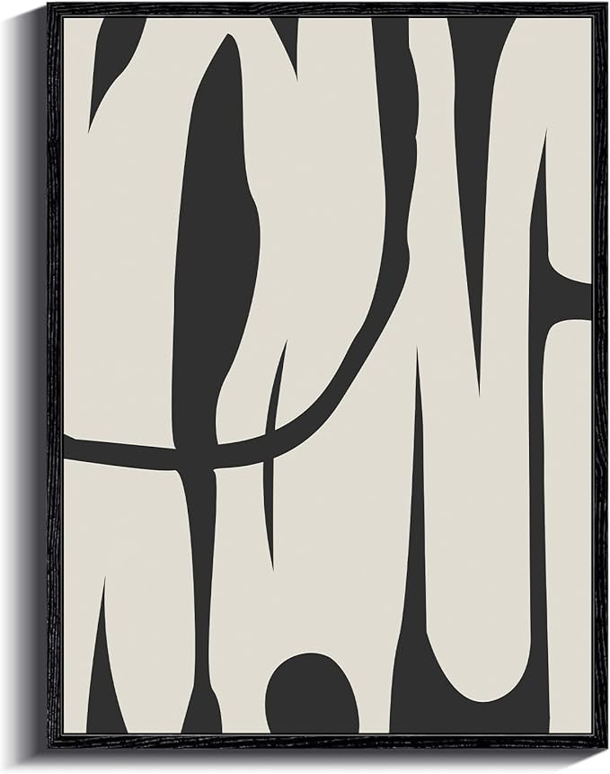 ARPEOTCY Black Framed Canvas Wall Art, Line Art Minimalist Paintings Artworks, Black and White Ab... | Amazon (US)