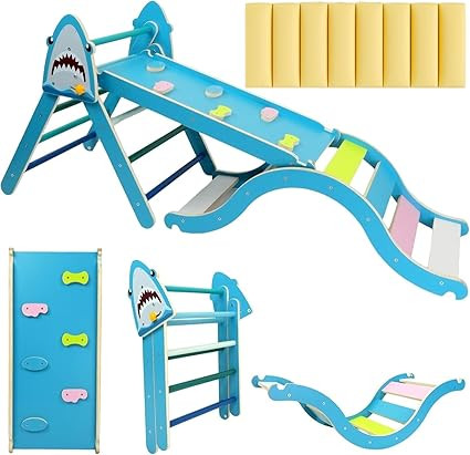 Pikler Triangle Set, Climbing Toys for Toddlers 1-3 Inside with Cushion,9 in 1 Toddler Climbing T... | Amazon (US)