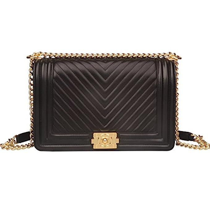 Ainifeel Women's Genuine Leather Quilted Chain Strap Handbags Hobo Bag Crossbody | Amazon (US)