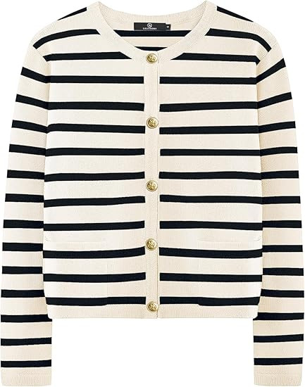LILLUSORY Women Striped Cardigan Sweaters 2025 Fall Outfit Cloth Fashion Trendy Casual Long Sleev... | Amazon (US)