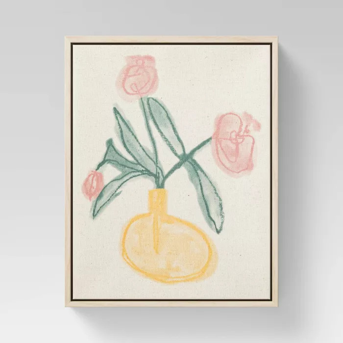 8" x 10" Pink Flowers Framed Linen Canvas - Opalhouse™ | Target