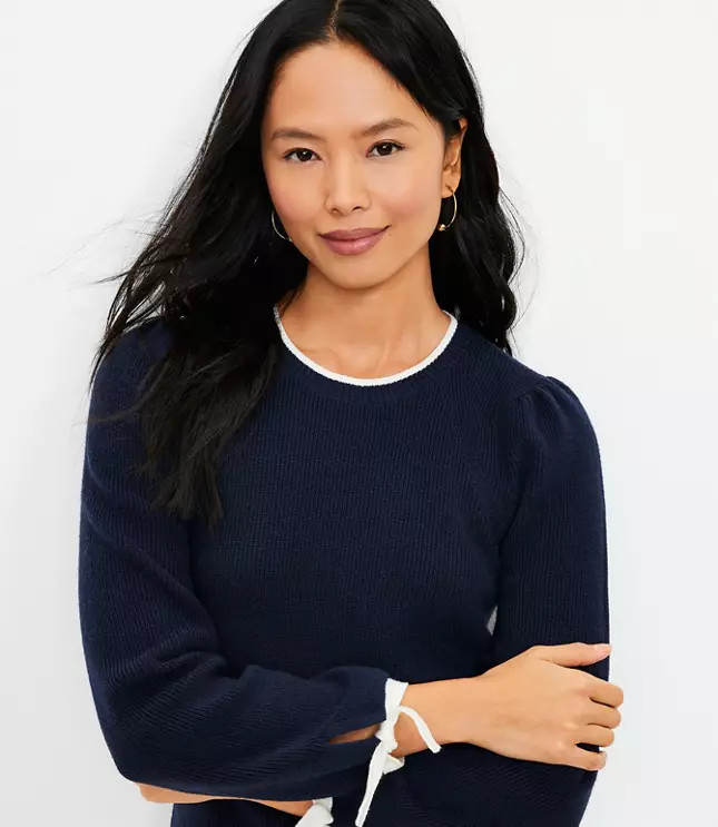 Tipped Tie Cuff Sweater | LOFT