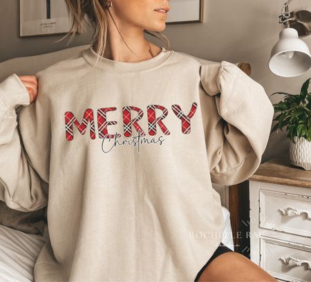 Minimalist Style Plaid Merry Christmas Sweatshirt 

#LTKHoliday #LTKSeasonal #LTKsalealert