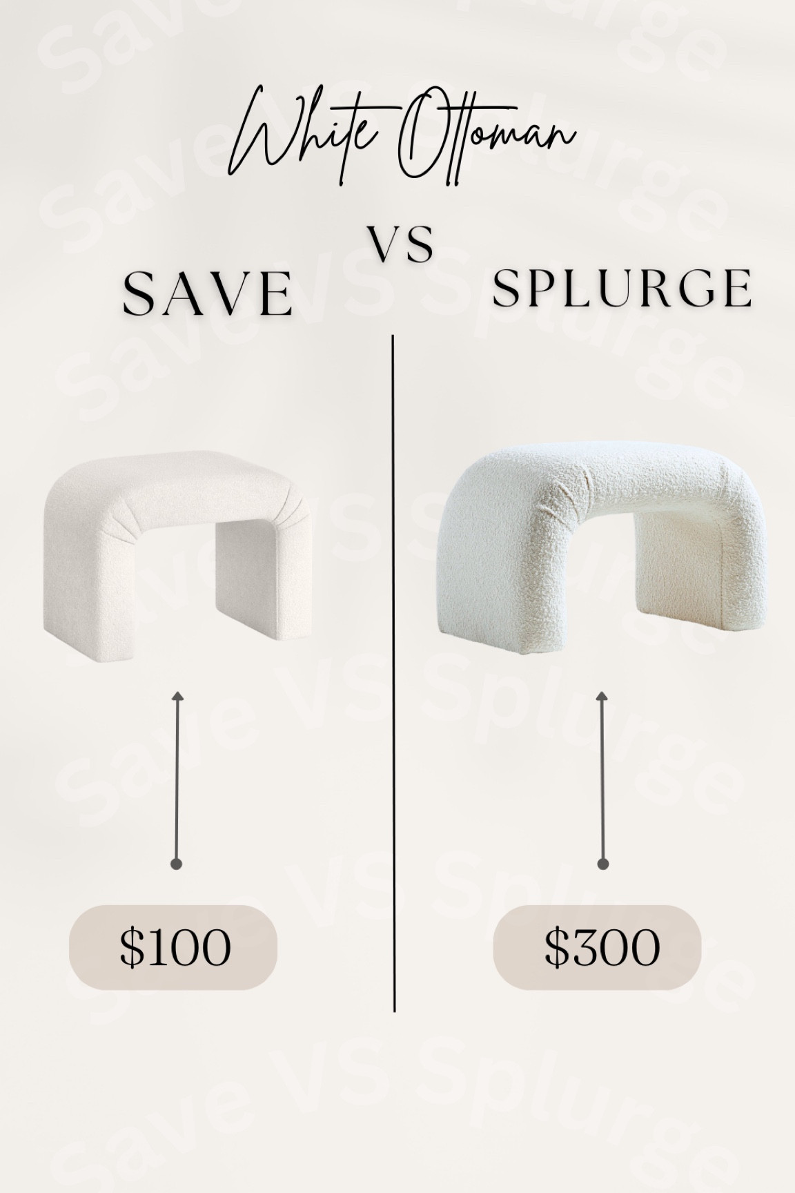Save VS Splurge / Home Finds / white ottoman for entryway / bedroom / home finds 

#LTKFind #LTKhome #LTKSeasonal