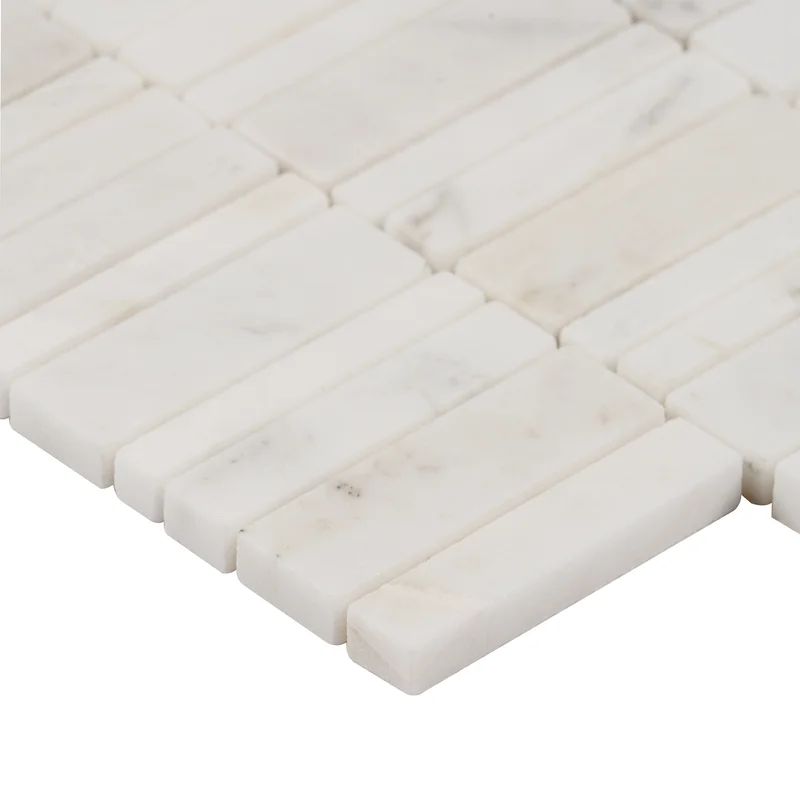Arctic White 1" x 3" Marble Stacked Stone Mosaic Wall & Floor Tile | Wayfair Professional