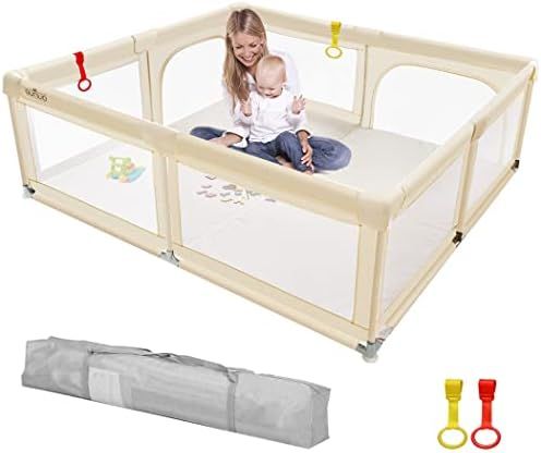 Baby Playpen, OUNUO Extra Large Baby Playpen 79x71", Indoor & Outdoor Play Center Yard for Babies an | Amazon (US)
