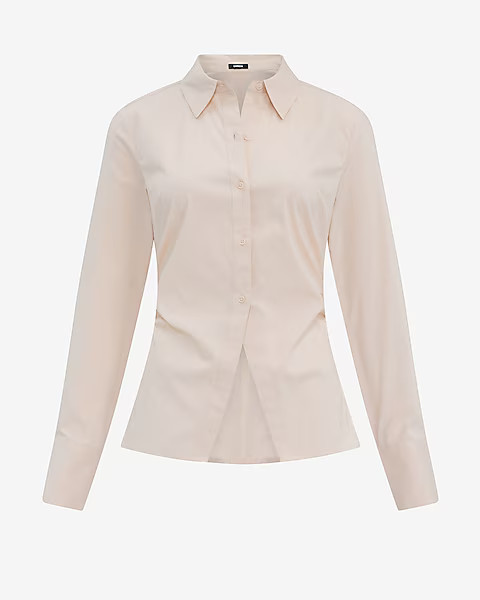 Fitted Ruched Cutaway Shirt | Express
