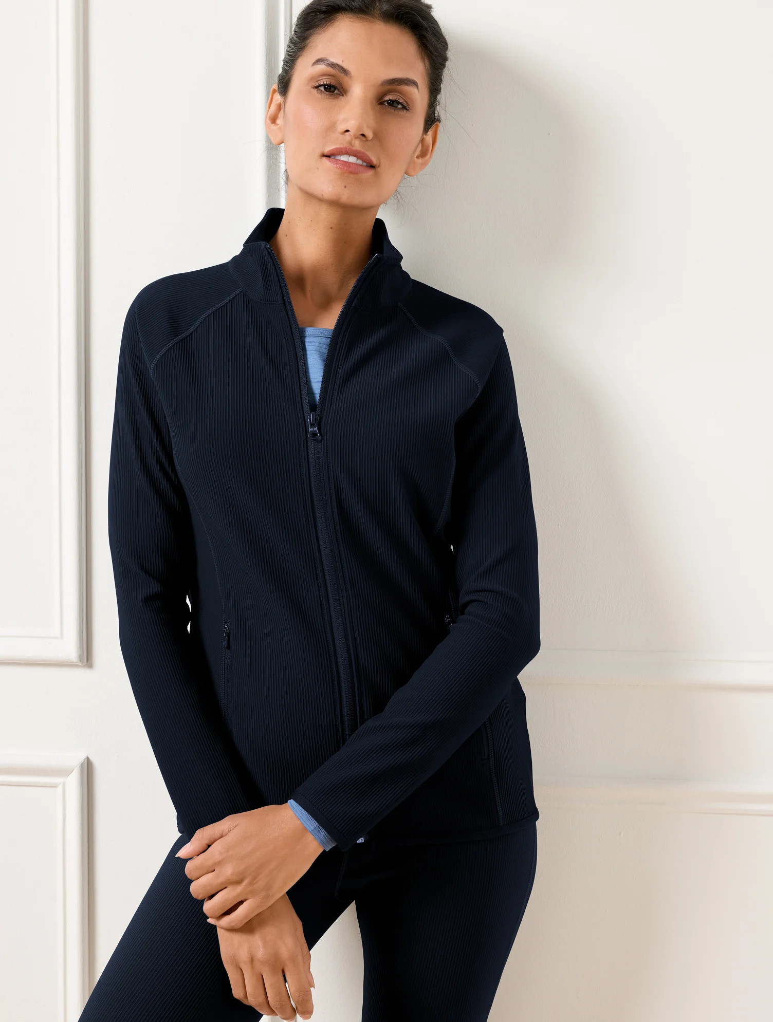 Coolmax® Full Zip Sweater Jacket - Chevron | Talbots