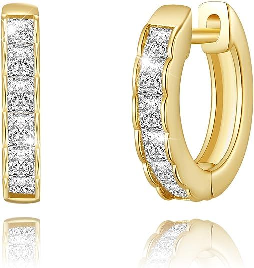 JSJOY Small 14k Gold Hoop Earrings for Women,Gold Hoop Earrings for women,Huggie Hoop Earrings,Ro... | Amazon (US)