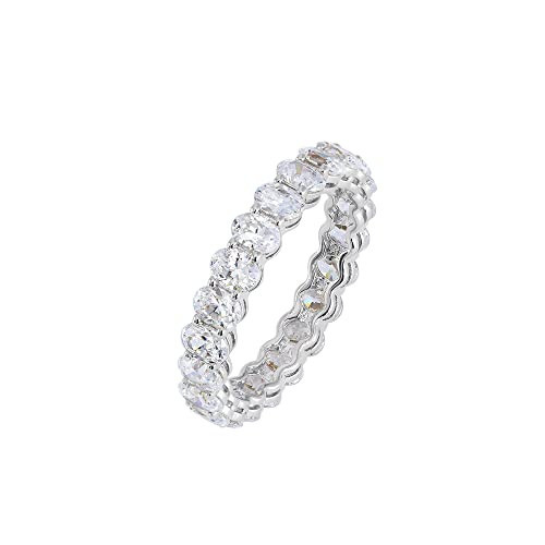 Amazon Essentials Rhodium Plated Cubic Zirconia Stackable Statement Ring Size 5, Silver | Amazon (US)