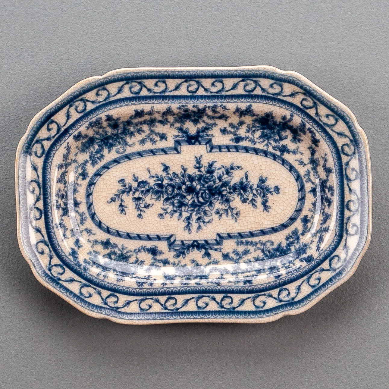 Porcelain Platter Blue and White Willow 16.5inL | Perigold
