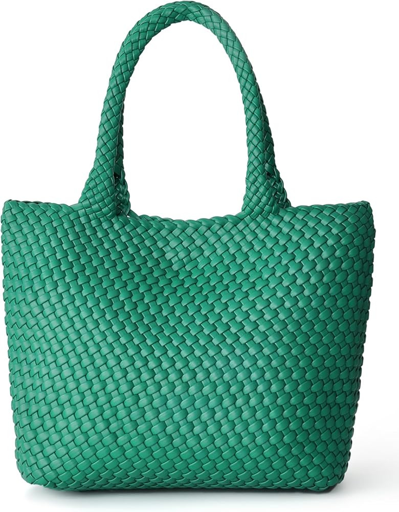 Woven Tote Bag for Women, Fashion Woven Bags for Women Vegan Leather Shoulder Handbags Large Summ... | Amazon (US)