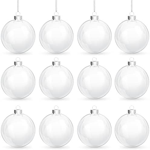 Amazon.com: Clear Plastic Ball Ornaments for Crafts Fillable - 12 Pack Bulk, 80mm 3.15" Transpare... | Amazon (US)