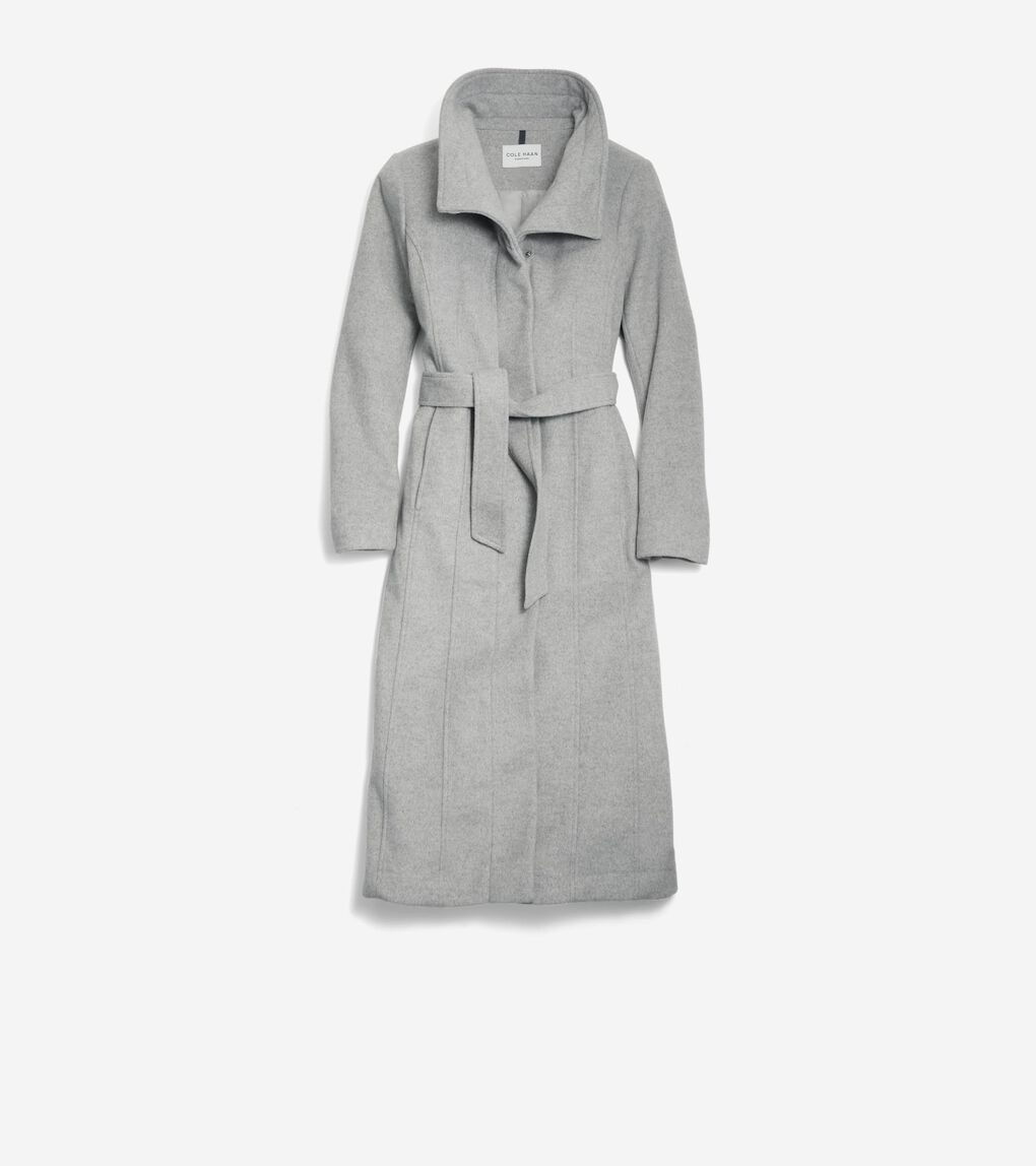 Women's Slick Wool Long Coat | Cole Haan (US)