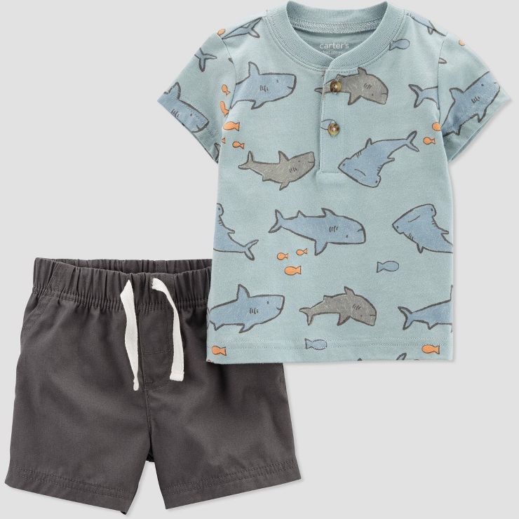 Carter's Just One You®️ Baby Boys' Fish Top and Bottom Set - Blue/Gray | Target