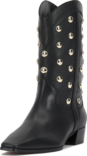 Vince Camuto Prilie Studded Western Bootie, Black, 9 | Amazon (US)