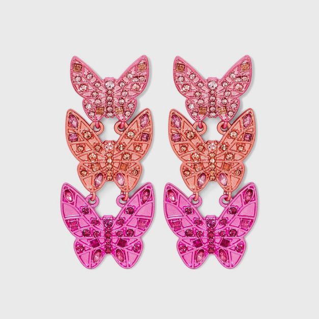 SUGARFIX by BaubleBar Stacked Metallic Butterfly Drop Earrings | Target