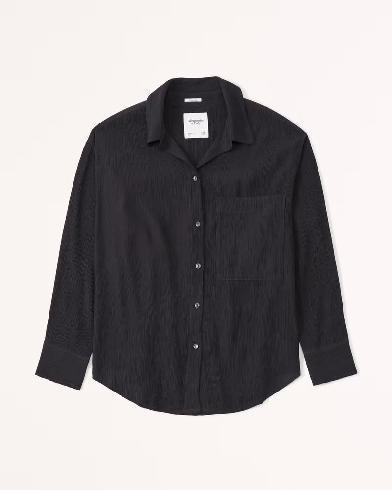 Oversized Crinkle Rayon Textured Shirt | Abercrombie & Fitch (US)